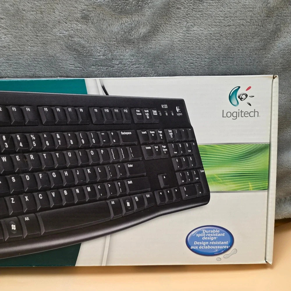 Logitech Keyboard K120 Wired USB‎ Spill Resistant Quiet Typing Full Size Number
